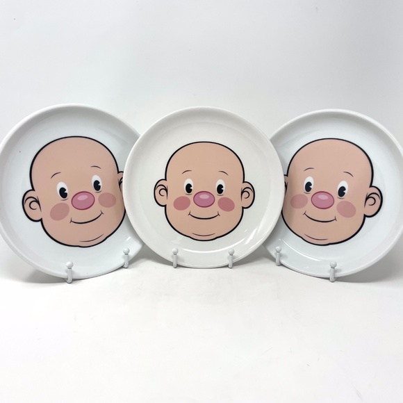 Retro Fred and Friends Food Face Plates Ceramic Super Fun and Kitschy! Set of 3. - Picture 1 of 6